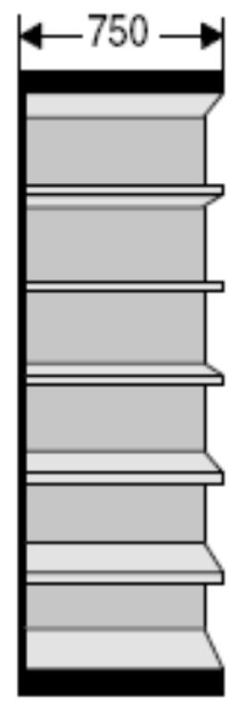 Büroregal Progress 2000 Regalfeld mit Rückwand, 750 mm breit, 300 mm tief, 2600 mm hoch, silber